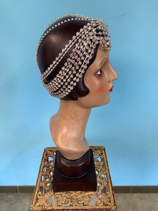Rhinestone Fringe Headpiece Crystal Flapper Style Headdress Statement Piece main image 8